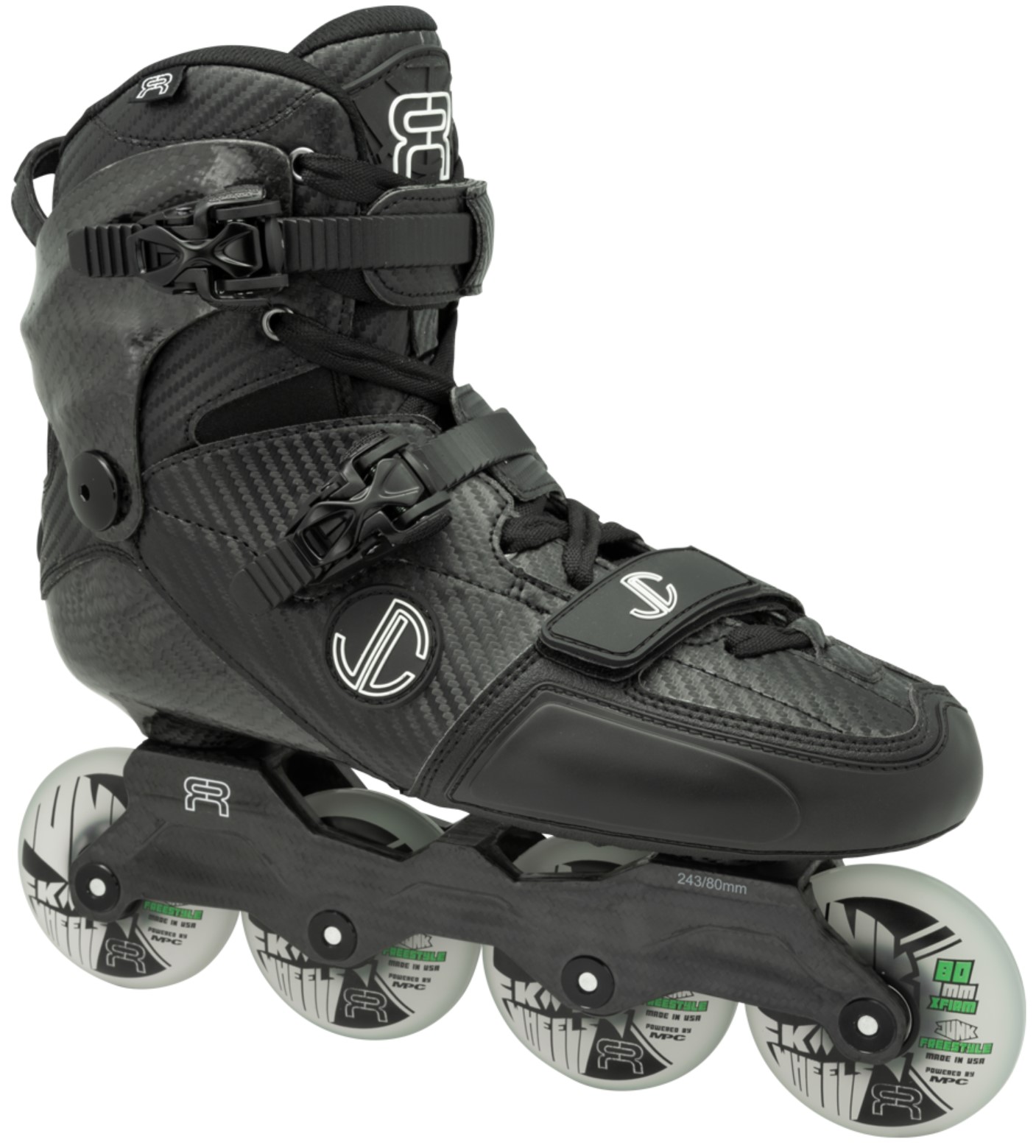 FR SL CARBON 80 freeride and freestyle inline skate with carbon shell, carbon cuff and flat carbon frame for 4 x 80 mm wheels